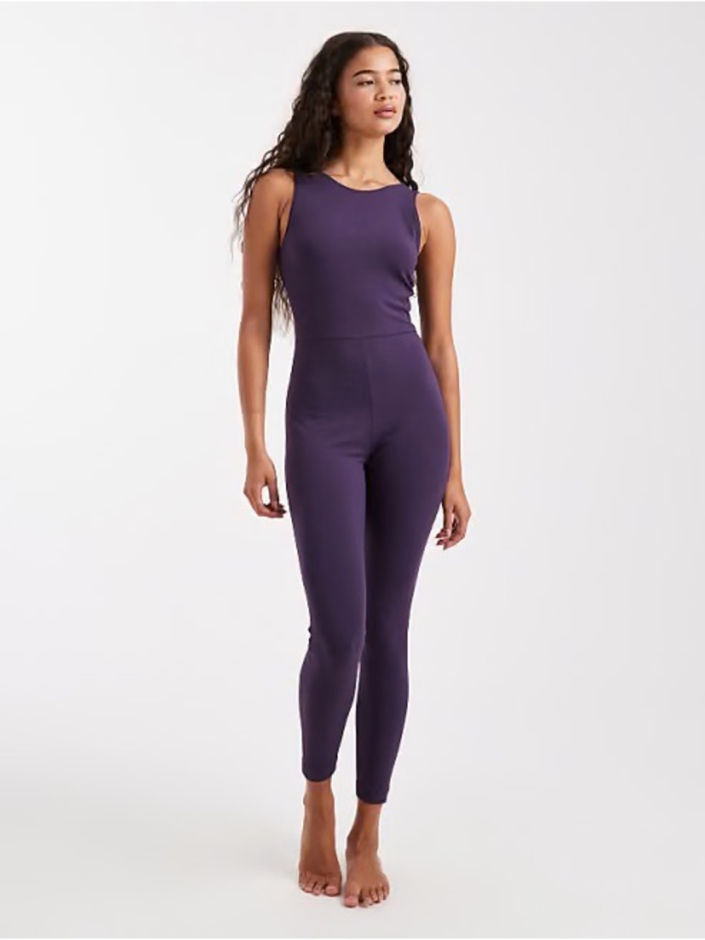 adidas Sleeveless Purple Fitted Jumpsuit